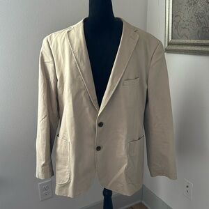 1… like no other khaki light tan 100% cotton single two button front blazer 48R